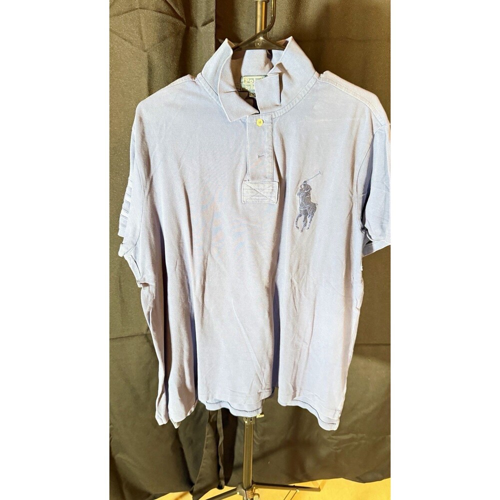 Polo Ralph Lauren Men's XL Blue Solid Knit Polo Shirt SS Custom Fit Logo